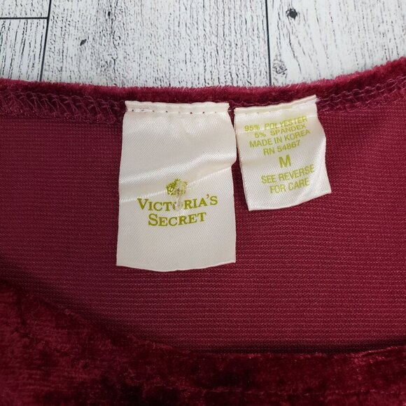 VTG Victoria's Secret Slip Dress Nightgown Long 70s Red Crushed Velvet Red M - Picture 7 of 12